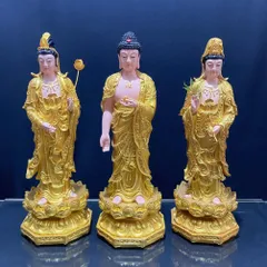 Tôn Tượng Tam Thánh Tây Phương Đứng 50cm Vàng Vẽ Có Pháp Khí RờI COMPOSITE 841175