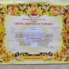 MẪU LỚN,  RẤT ĐẸP - Tờ giấy chứng điệp quy y TAM BẢO - tờ điệp quy y 841780