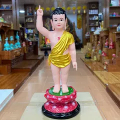 Tôn Tượng Đản Sanh 78cm Áo Vàng Vẽ Sen Hồng Nhựa Composite Mới có hoả tốc 841793