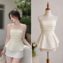 (PASS) Áo ống dáng xoè may nhún eo (<45kg)