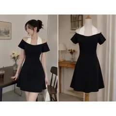 (PASS) Đầm xoè cổ yếm trễ vai (<48kg)