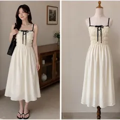 (PASS) Đầm nhún 2 dây dáng xoè dài (<48kg)