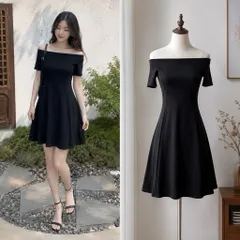 (PASS) Đầm trễ vai dáng xoè basic (<43kg)