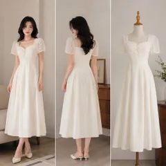 (PASS) Đầm tiệc phối ren lưới đính hạt (<47kg)