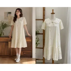 (NEW) Đầm babydoll chất xô thêu hoa (<45kg)