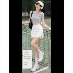 (PASS) Chân váy thể thao trắng thêu ngựa (<48kg)
