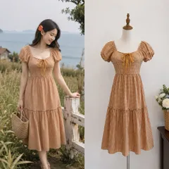 (PASS) Đầm vintage hoạ tiết cổ điển (<45kg)