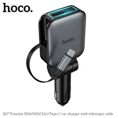 Tẩu Sạc Xe Hơi HOCO Z67/Z67A PD60W - Sạc Nhanh - Kèm Cáp Rút Đa Năng, Tiện Lợi - Thiết Kế Cao Cấp. (P133012)
