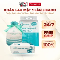 Khăn lau mặt dùng 1 lần spa Likado White Conc Cuộn 50 khăn/Gói rút 80 khăn/ Túi rút 240 tờ (20x20cm)