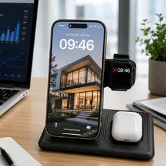 Dock sạc không dây đa năng LUOATIP 3 IN 1 - gọn gàng và tiện lợi (Tặng kèm bộ sạc nhanh 25W) (P130540)