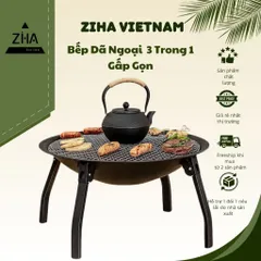 Bếp nướng dã ngoại ZIHA 3 trong 1 gấp gọn, bếp nướng than hoa du lịch 3in1, ăn tiệc tại nhà tiện lợi (P125155)
