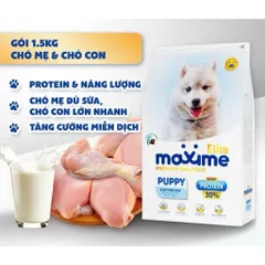 Thức ăn hạt cho chó con và chó mẹ cao cấp gói 1.5kg - Maxime Elite Puppy's & Mother Dog