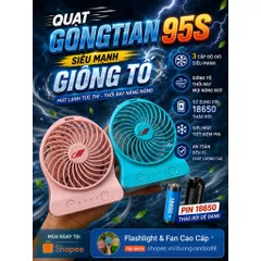 Quạt Gongtian F95s , công suất 4,5w , sử dụng pin 18650 tháo rời tiện lợi ,động cơ không chổi than êm ái bền bỉ siêu mat