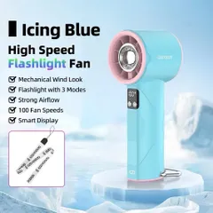 Quạt cầm tay GOOJOODOQ Gfs002 , động cơ không chổi than siêu mát kèm đèn pin , 100 cấp độ gió , pin 4000mah siêu khoẻ .