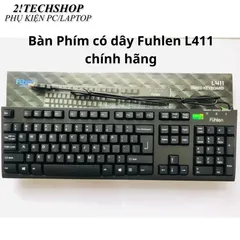 Bàn phím có dây Fuhlen L411 USB Black dành cho máy tính văn phòng, êm bền đẹp - chính hãng- BH 24T