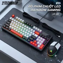 Combo Phím Chuột Máy Tính Ateck K98 Giả Cơ LED Đổi Màu - Bàn Phím Gaming Laptop PC Có Dây Giá Rẻ