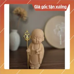 Tượng Địa Tạng Vương Bồ Tát DeCor 15cm Chất liệu bột đá, Tượng Địa Tạng mini nhỏ để bàn, Tượng Địa Tạng để xe ô tô