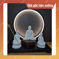 Bộ Tam Thánh Phật Cao 11cm chất liệu bột đá composite cao cấp. Bộ Ta bà tam Thánh Phật mini.