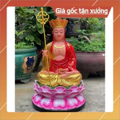 Tượng Địa Tạng Ngồi Đế Sen cao 30cm VẺ VÀNG VÀ VẺ ĐỎ 852941