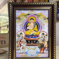 Tranh HOA NGHIÊM TAM THÁNH - Có khung cực đẹp