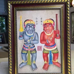 Tranh thờ ÔNG ĐEN - ÔNG ĐỎ ( có khung ) KT 19*25cm, 28*38cm, 38*48cm cực đẹp