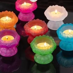 Đế Đèn Cây Chân Cao Hoa Sen Lưu Ly cao Nhiều Màu cực đẹp
