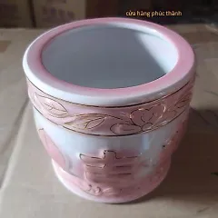 lư cắm nhang đào hồng ( sành sứ ) có hoả tốc