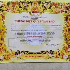 Tờ giấy chứng điệp quy y TAM BẢO - tờ điệp quy y cực đẹp