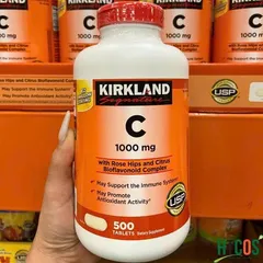 Viên uống Vitamin C 1000mg Kirkland Mỹ - Hộp 500 viên bổ sung vitamin, tăng cường miễn dịch, làm đẹp da, dễ uống vị cam 854761