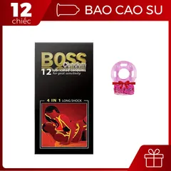 Bộ sản phẩm cao cấp giá rẻ Bao cao su Boss 4 in 1 12 cái và vòng nhẫn rung dành cho nam gi [Mã CK-SP970097-05]