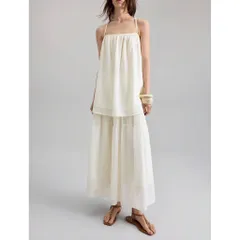 (Chính Hãng) Set bộ áo 2 dây,chân váy voan nữ đi biển,du lịch hãng Ontre She In