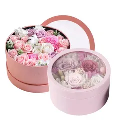 Hộp tròn mặt trong suốt đựng hoa đựng quà