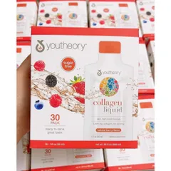 [Chính Hãng] Collagen Nước Youtheory Collagen Liquid Berry Flavor Hộp 30 gói x 30ml - Mỹ 859409