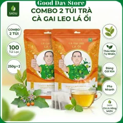 COMBO 2 TÚI Trà cà gai leo lá ổi Sadu Thành phần gồm lá ổi và cà gai leo - Dạng túi lọc dễ dùng