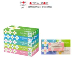Set 5 hộp khăn giấy ăn bột giấy tươi tinh khiết Nepia 5 x 150 tờ nội địa Nhật Bản