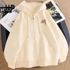Áo Hoodie Zip, Áo Khoác Nam Nữ  Mã chữ M Chất Nỉ Bông cotton Form Rộng Mũ 2 Lớp 17-60kg