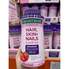 Kẹo Dẻo Nature's Bounty Hair Skin & Nails Gummies Advanced 6000mcg của Mỹ hộp 230 viên 863716