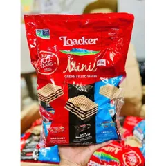 BÁNH LOACKER MINIS MIX 800G – WAFER NHÂN KEM Ý, MIX 3 HƯƠNG VỊ