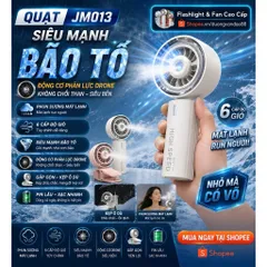 Quạt JM013 Full sương , siêu mạnh khủng khiếp , động cơ phản lực drone , pin 1800mah , gập để bàn , kẹp ô dù tiện lợi . 863853