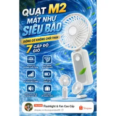 Quạt M2 , Mạnh kinh khiếp , động cơ phản lực không chổi than, có dây đeo và gập để bàn , dung lượng pin 4000mah .