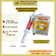 Combo xử lý kiến và gián: 1 tuýp zentek 35g thức ăn của gián Đức và 2 gói bột Thiapro 10g xử lý kiến