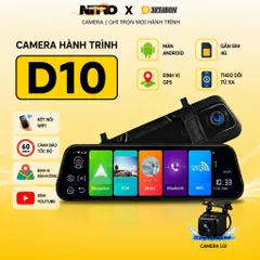 Camera hành trình D10 màn Androi có khe sim 4G GPS theo dõi từ xa bản đồ Vietmap S2 cảnh báo tốc độ, nghe nhạc giả trí