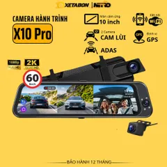Camera hành trình X10 Pro Xetabon ghi hình trong sau 2K, wifi kết nối điện thoại GPS cảnh báo tốc độ phạt nguội, ADAS