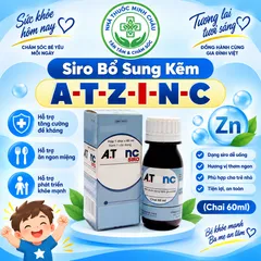 Siro Bổ Sung Kẽm ATZINC Hỗ Trợ Ăn Ngon & Tăng Đề Kháng Cho Bé Chai 60ml