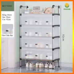 Giá/ Kệ Giày Dép Inox Có Vách Ngăn Chắn Bụi 5 Tầng 