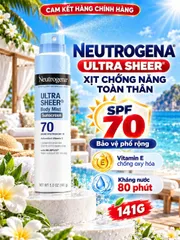XỊT CHỐNG NẮNG TOÀN THÂN NEUTROGENA ULTRA SHEER BODY MIST SPF 70 (141G) – CHUẨN NỘI ĐỊA MỸ