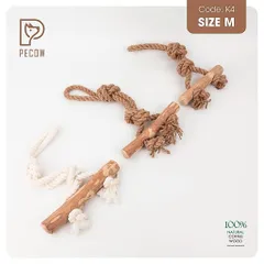 Que từ gỗ cà phê gắn dây kiểu 1 K4 - Size M - Làm sạch răng, giải stress cho boss