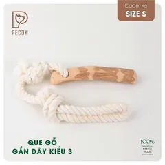 Que từ gỗ cà phê gắn dây kiểu 3 K6 - Size S - Làm sạch răng, giải stress cho boss