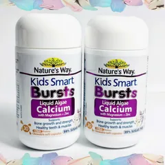 Viên nhai Calci tảo biển đỏ Nature's Way Kids Smart Bursts Liquid Algae Calcium with Magnesium + Zinc |30 viên| dành cho trẻ từ 6 tháng - 11 tuổi