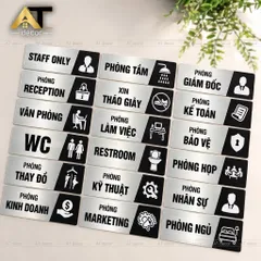 Bảng alu bạc xước bảng phòng chức năng bảng chỉ dẫn in uv có sẵn keo dính mặt sau, thiết kế và in mẫu theo yêu cầu